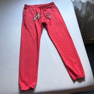 ICE CREAM red men’s terry knit fox cotton blend elastic waist jogger pants